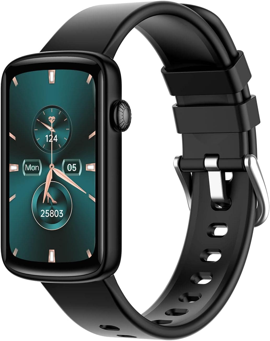 Smartwatch Donna Piccolo Bluetooth 5.4 con Display AMOLED, Orologio Fitness per Polsi Sottili, Cardio, SpO2, Ciclo Mestruale, Notifiche WhatsApp, Idee Regalo Donna per Android iOS Nero