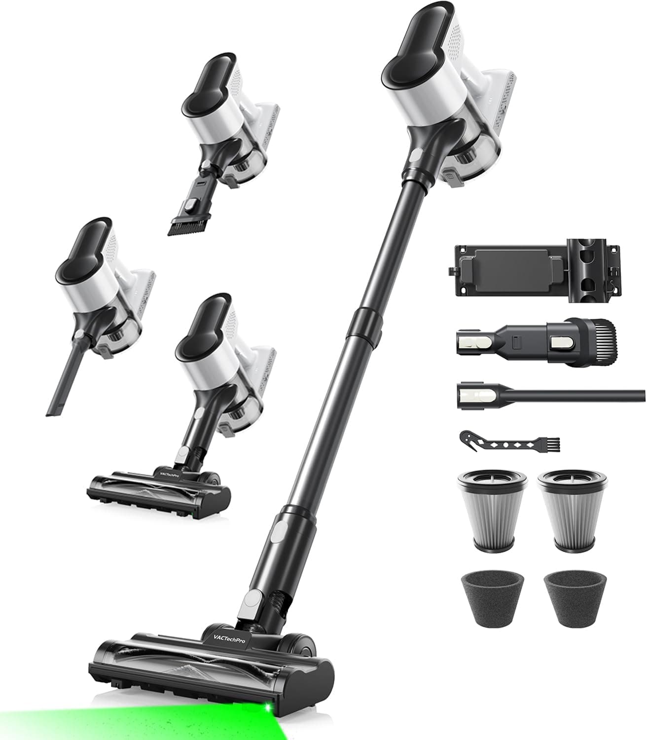 VACTechPro F02 Lite Cordless Vacuum Cleaner, 40KPa/50Mins/450W Stick Vacuum, Self-Standing Anti-Tangle Upright Vacuum, Powerful & Lightweight Handheld Vacuum for Home Pet Hair Hardwood Car Carpet