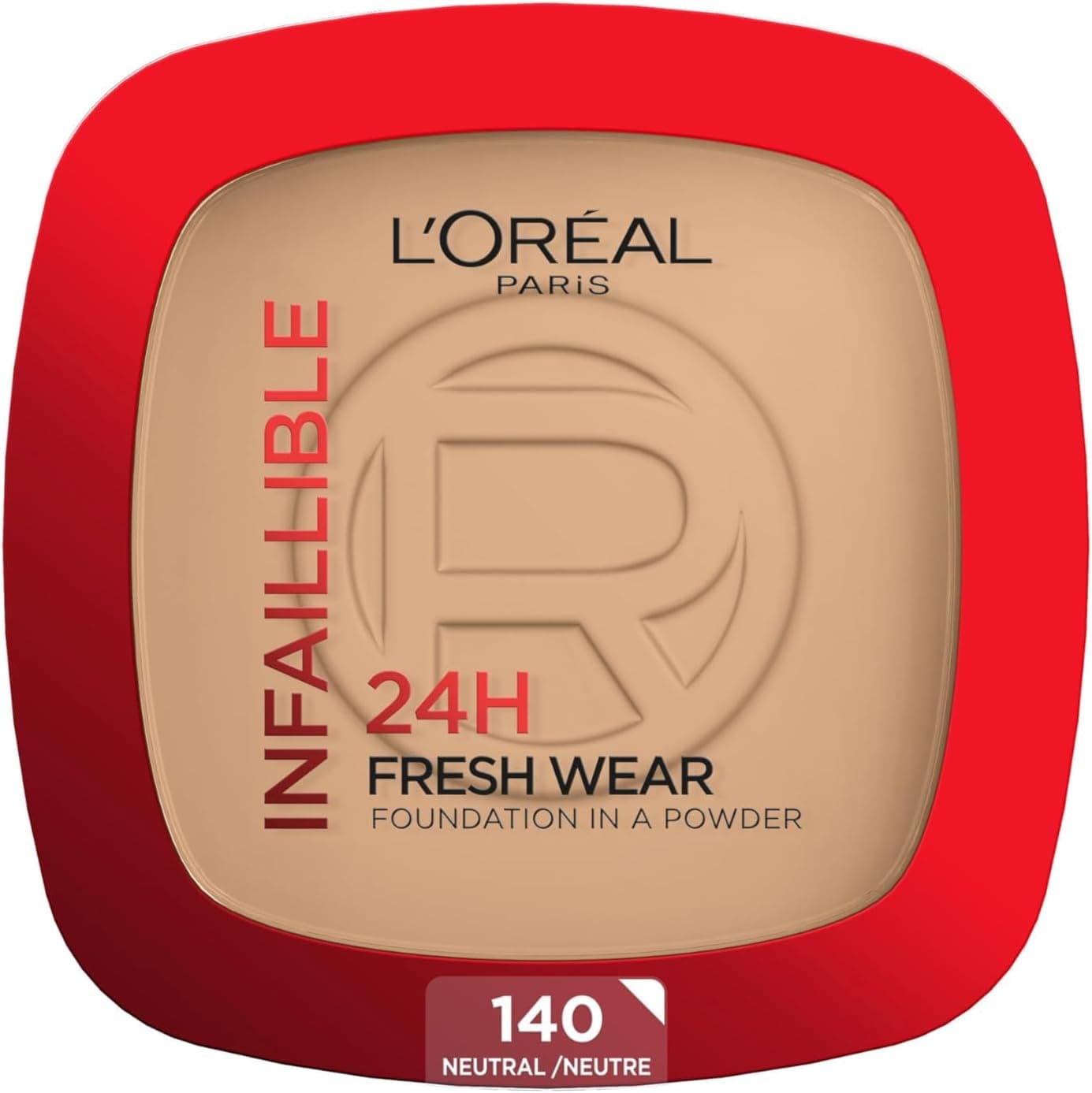 L'Oréal Paris Polvos Compactos Mate Infalible 24H, Larga Duración, Cobertura Media-Alta, Resistente al Agua, Fórmula No Comedogénica, Tono: 140 Neutral, 50 g