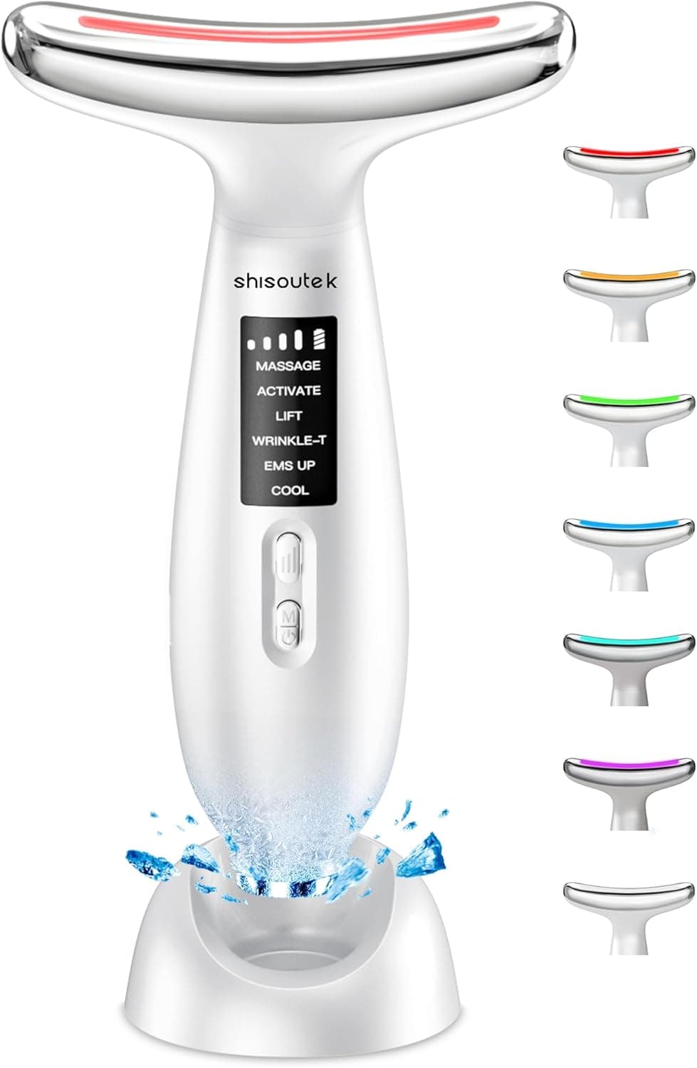 Appareil Anti Rides Visage Massage: Masseur Double Menton Lifting à 5°C Froid et 45°C Chaleur - Appareil de Beauté Electrique à 6 Modes LED 4 Couleurs - Visage Cou EMS Anti-Âge Raffermissement Massage