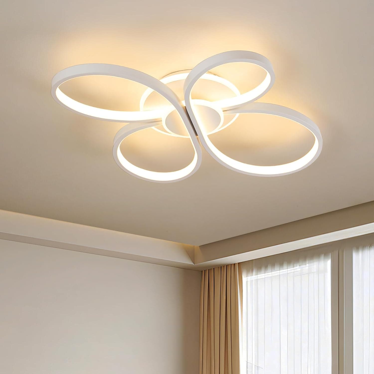 LED Deckenleuchte Blume-Design Modern, 42W 5300lm, Stufenlos Dimmbar mit Fernbedienung | Flimmerfrei | Memory-Funktion, Deckenlampe Für Wohnzimmer, Schlafzimmer, Küche, Flur - 60 * 44 * 8.5cm
