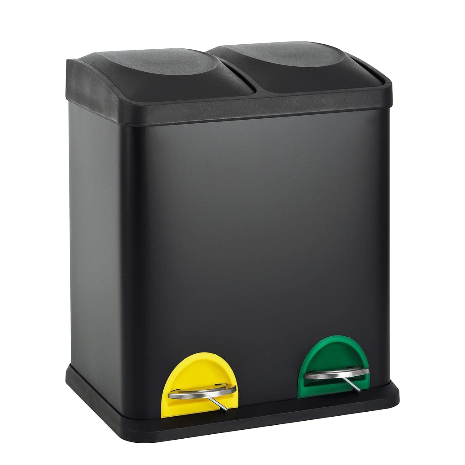 SVITA TC2X15 Küchen-Eimer 30 Liter 2x15L doppelter Abfalleimer 2er-Mülleimer Mülltrennung mit Inneneimer große Abfallbehälter Treteimer Küche Bad Schwarz