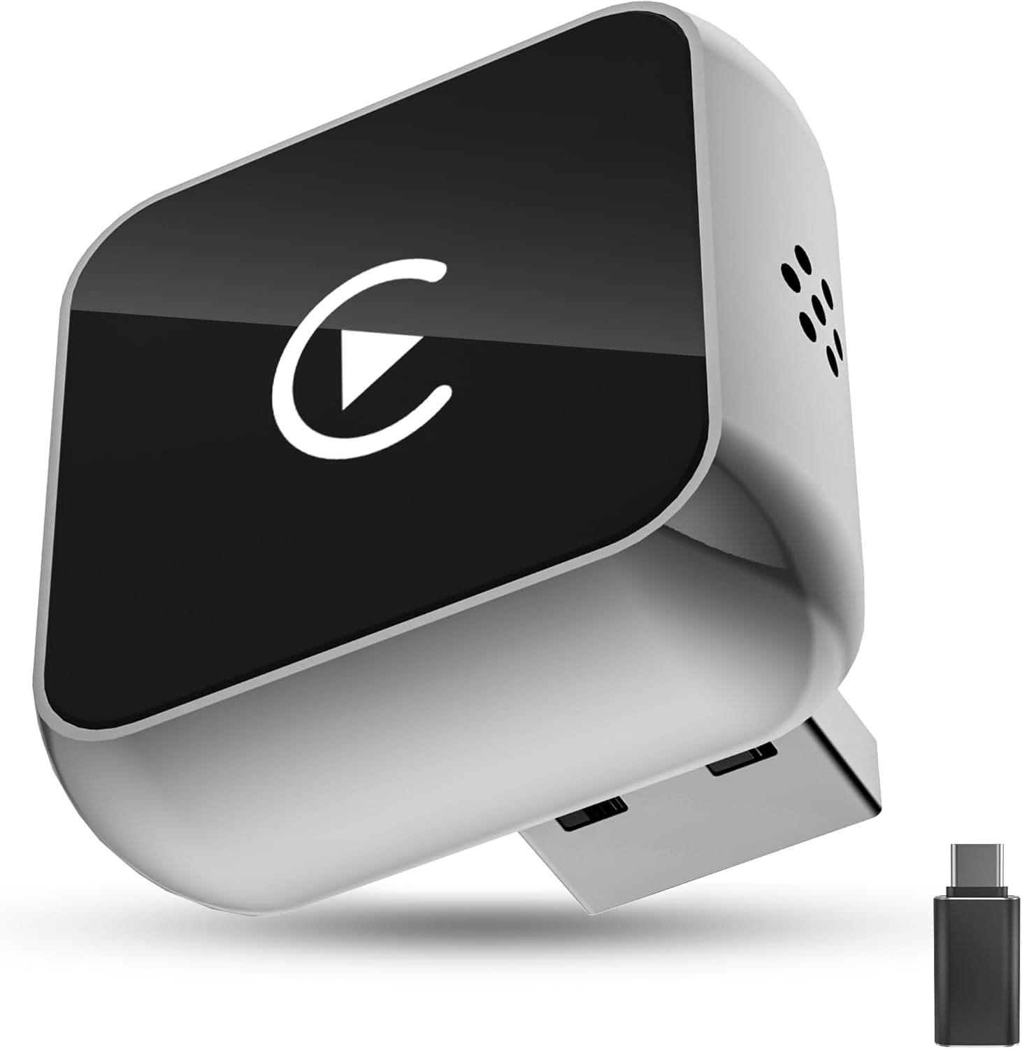 Adattatore Wireless Android Auto CarPlay 2-in-1 USB Type-C per Apple, Chiavetta Dongle Compatibile con IPhone IOS 10+ e Android 11+, Plug & Play per Auto，argento