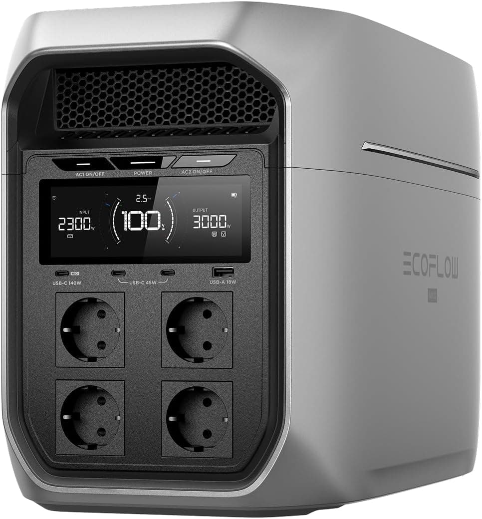 Station électrique Portable EF EcoFlow Delta 3 Max Plus 2048 Wh, capacité jusqu'à 10 kWh, LiFePO4, Sortie CA 3000 W, Charge 0 à 80% en 47 Min, ASI 10 ms, générateur Solaire pour Maison, Camping, RV