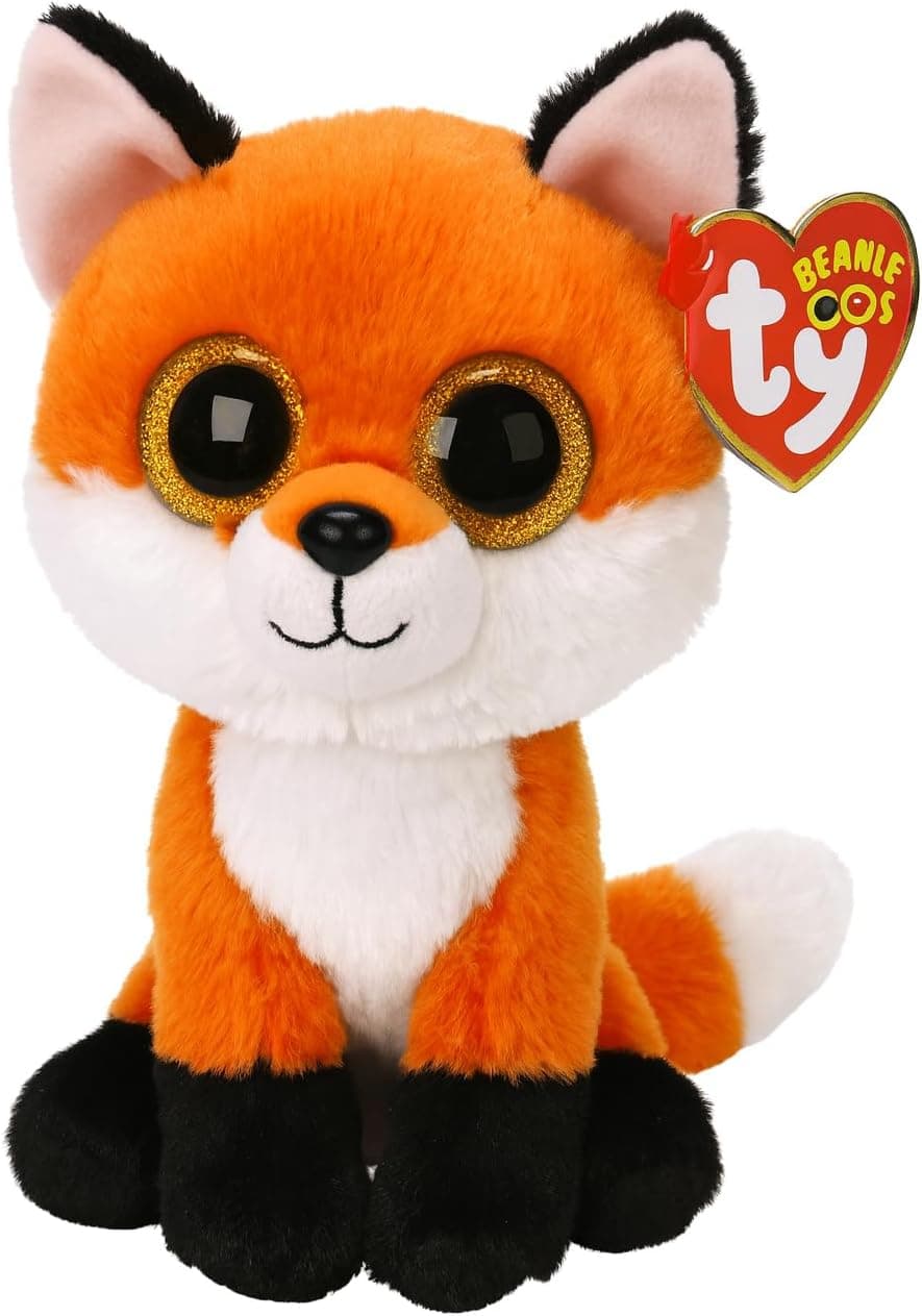 TY - Peluche - Beanie Boos - Volpe - Meadow - Arancione - Occhi dorati grandi e glitter - Il pupazzo con gli occhi grandi scintillanti - 15 Cm - 36379