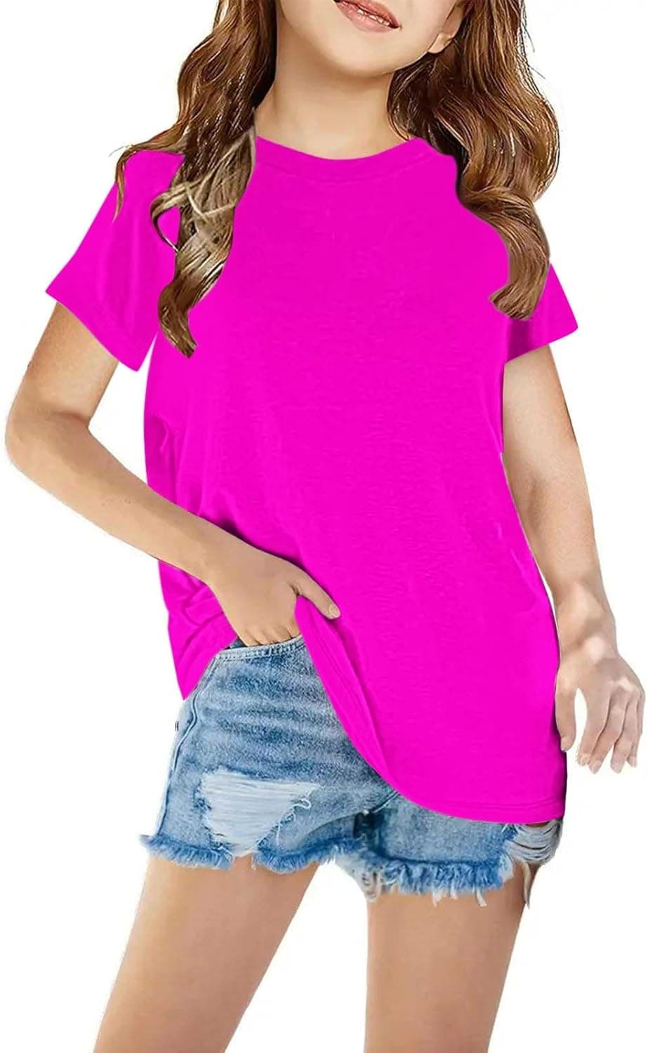 T-Shirts à Manches Courtes Fille Casual Loose Tee Tops Enfant Vêtements Col Rond Confortable Tshirt Hauts D'Été Mode Shirt Graphique Chemisiers Athlétique Camis Classique Uni Débardeurs
