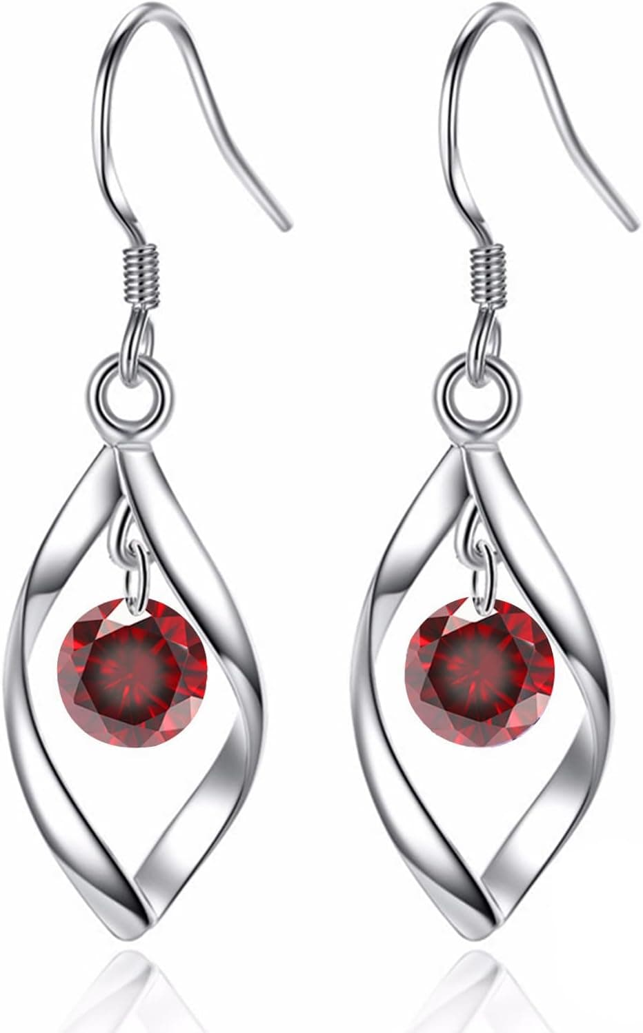 Schmuckset Silber 925 Damen, 925 Sterling Silber Twist Halskette & Ohrringe Ohrhänger Set, Haken Damen Schmuck Set Silberkette & Ohrringe Hängend mit AAAAA Zirkonia für Mädchen Frauen
