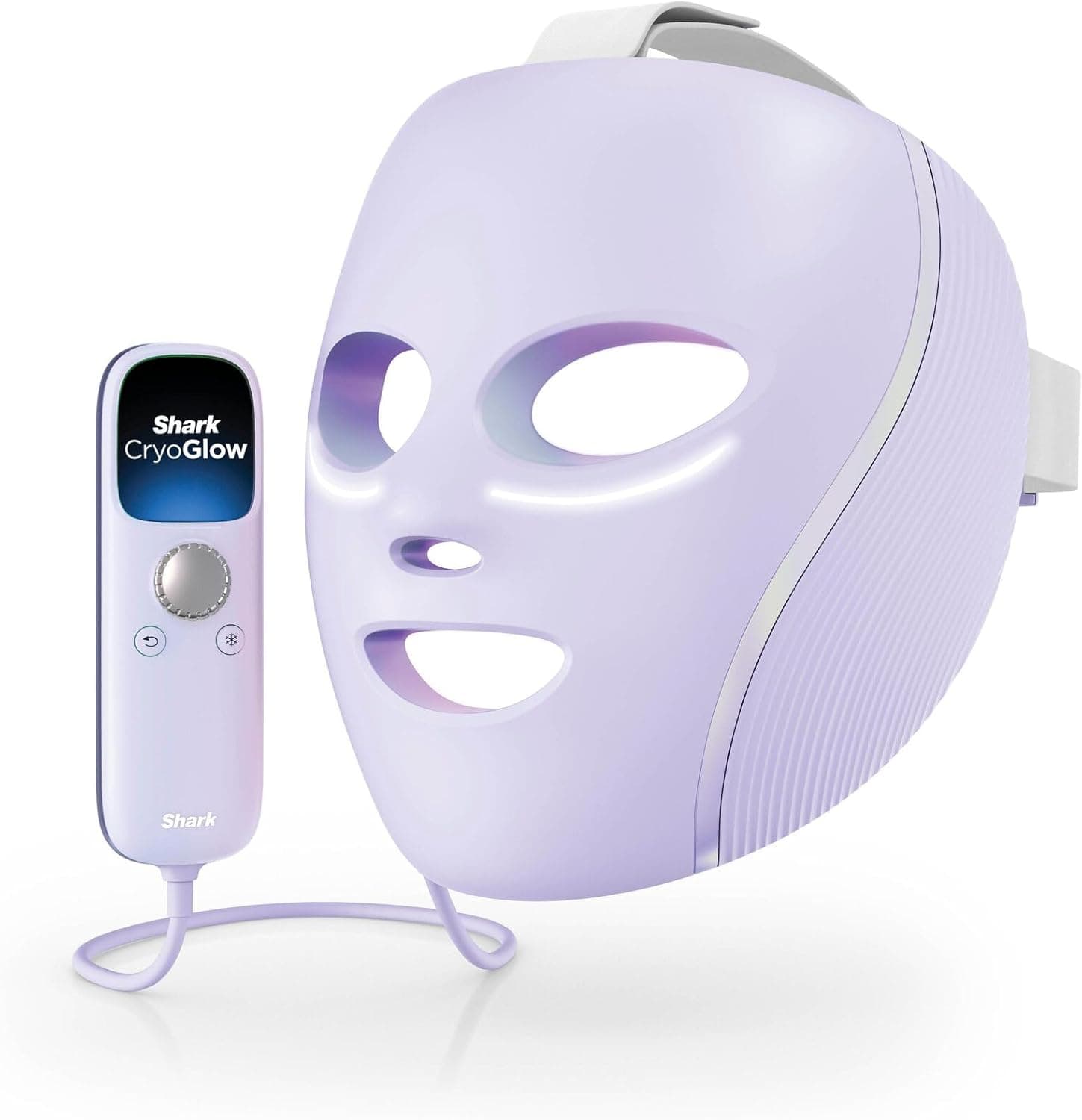 Shark CryoGlow LED Maske, Lichttherapie Maske, Kühlung der Augenpartie, Anti-Aging, Hautklärung, rote/blaue LED, Rotlichtlampe Gesicht, USB-C, Fernbedienung, Schönheitsgeschenke, Kühles Lila FW312EUPL