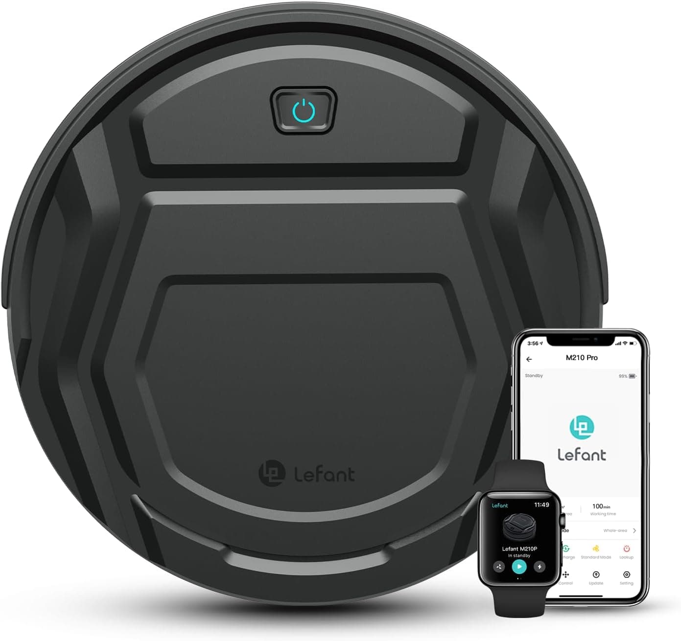 Lefant Staubsauger Roboter, Saugroboter, dünn, leise, WLAN, Bluetooth, Alexa-App, 6 Reinigungsmodi, Selbstladung, 120 Minuten Akkulaufzeit, ideal für Tierhaare, Böden, Teppiche, M210P