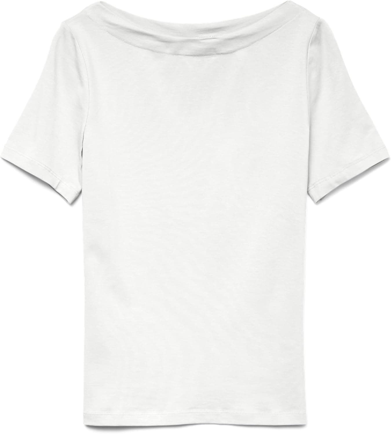 VERO MODA Top Basic Elasticizzato a Manica Corta con Scollo a Barca da Donna Panda
