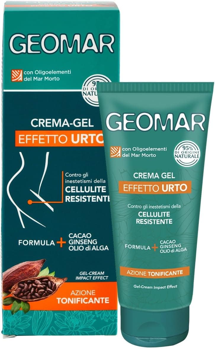 GEOMAR | Crema Gel Effetto Urto, Azione Tonificante Contro gli Inestetismi della Cellulite Resistente, Ingredienti 95% di Origine Naturale, Made in Italy, 200 ml