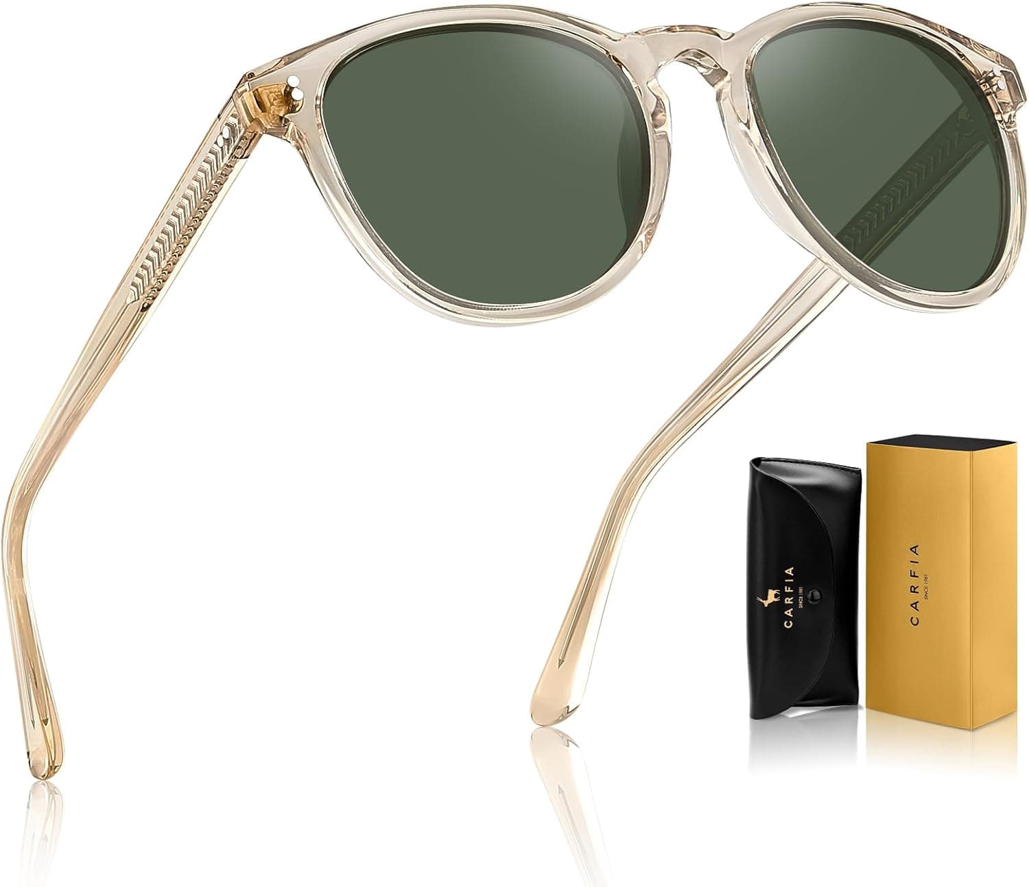 CARFIA Retro Polarised Mens Womens Sunglasses Fashion Tortoiseshell Sunglasses in Hand-Crafted Acetate CA2307