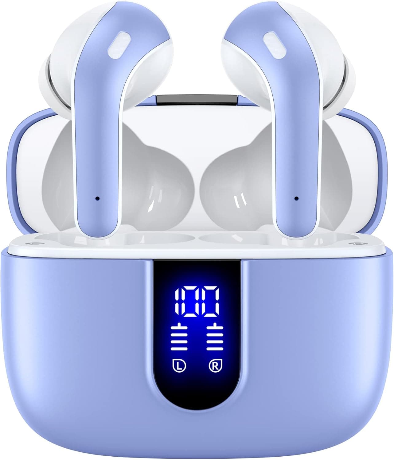 TAGRY Bluetooth Headphones True Wireless Earbuds 60H Playback LED Power Display Earphones with Wireless Charging Case IPX5 Waterproof in-Ear Ear buds with Mic for TV Smart Phone Laptop Computer Sports