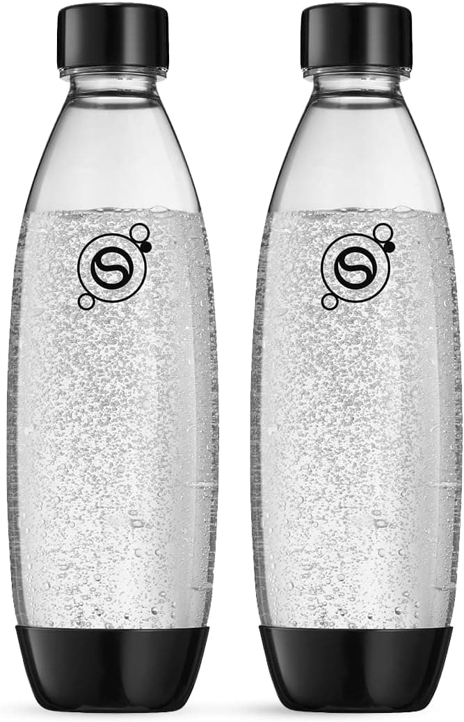 Sodastream Fuse – Lot de 2 bouteilles réutilisables 1L sans BPA, lavables au lave-vaisselle, noires