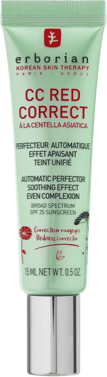 Erborian - CC Red Correct Crème Teintée Anti-Rougeur - Soin du Visage Perfecteur Automatique de Teint avec Correction Colorielle - Teint Unifié - SPF 25 - Cosmétique Coréen