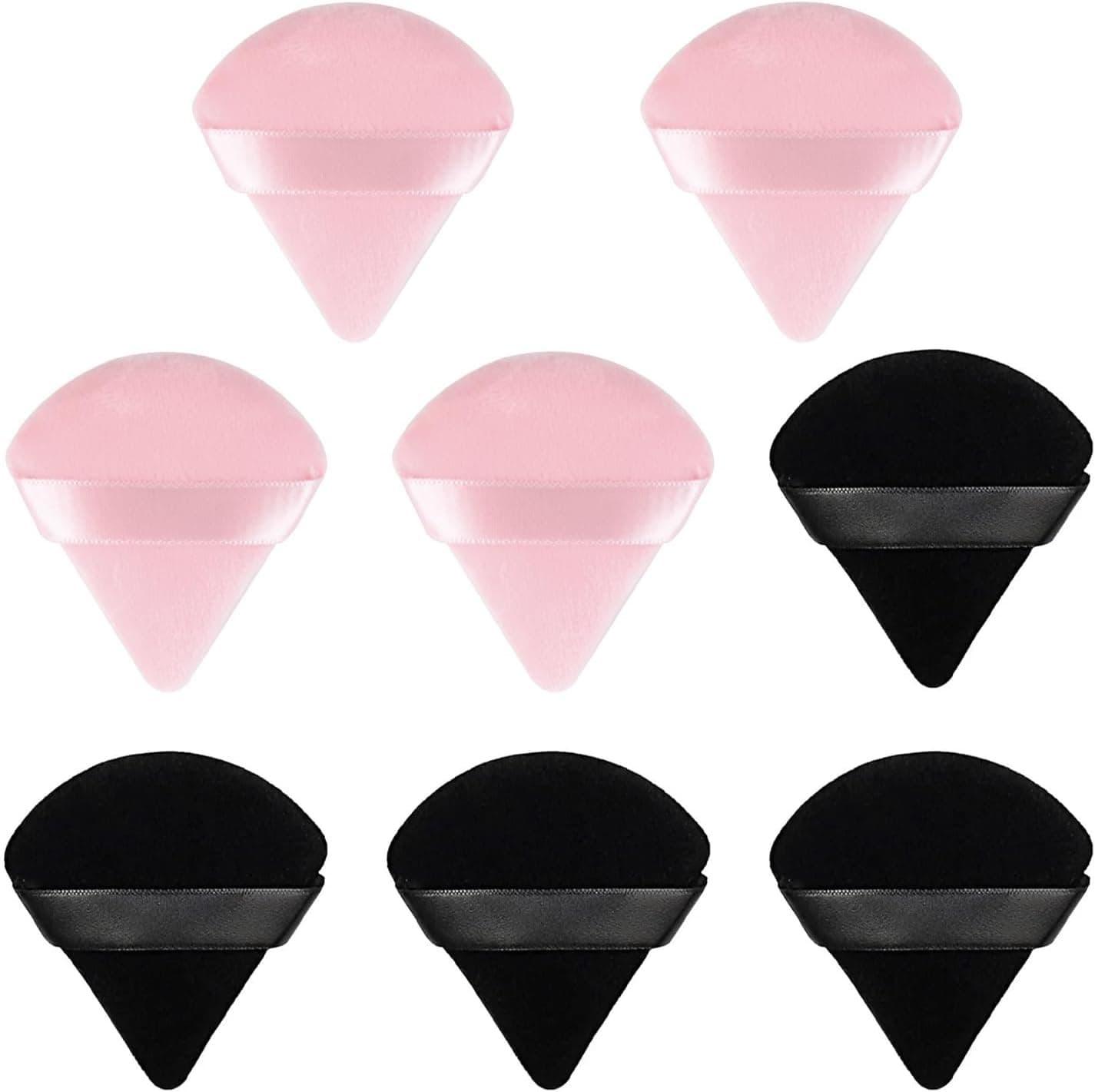 Confezione da 8 Puff Triangolo,Piumini da Cipria Triangolo Spugna da Trucco per Viso,per Cipria Sciolta Fard per Fondotinta Strumenti per il Trucco Wet And Dry (Nero e Rosa)