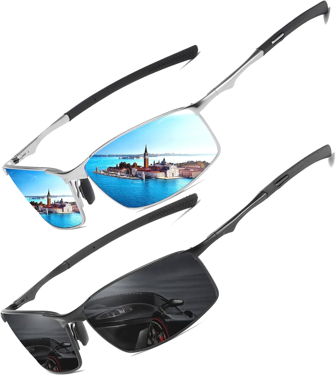LEDING&BEST Polarised Sunglasses Mens Womens UV Protection metal frame Classic Vintage Style Ultralight Shades For Driving Travel Fishing Running Pilot Sun glasses