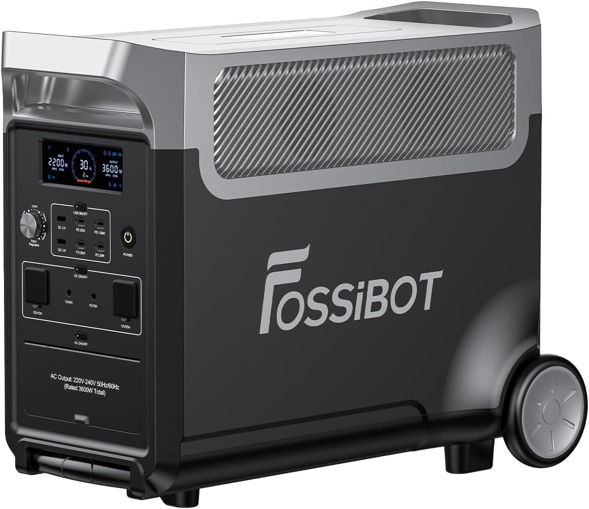 FOSSiBOT F3600 Pro Station électrique portable, Capacité 3840Wh, Batterie LFP 6500+ cycles, recharge rapide, puissance de sortie 3600 W, générateur solaire silencieux, pour la maison/camping/voyages