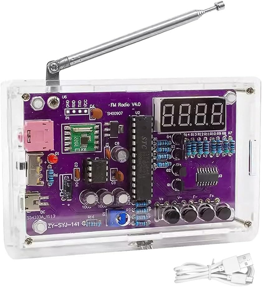 FM Radio Kit Soldering Practice Kits, DIY Electronic Project Kit FM 87-108MHz, Electronics Kit FM with 2 Power Modes EK1989, Soldering Learning & Teaching for Kids Adults Beginners