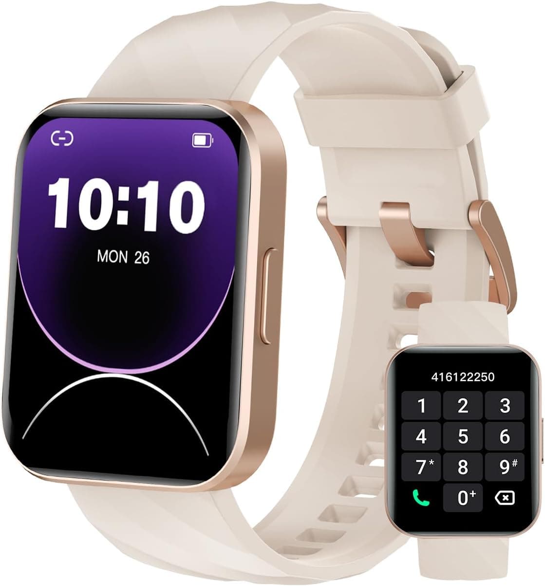 Smartwatch Hombre Mujer con Llamadas, Reloj Inteligente AMOLED 1,83" Podómetro, Pulsómetro SpO2 Sueño, 100+ Deportes, Pantalla Personalizable, Impermeable Whatsapp para iOS Android (Blanco)