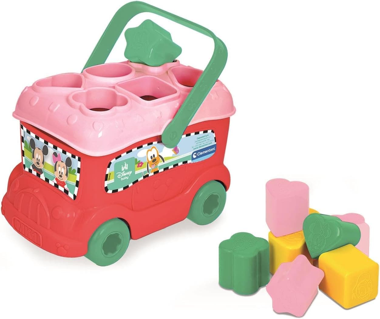Clementoni - Baby Disney - Autobús Baby Minnie Encajable de Formas, Juguete para Bebés de +10 Meses, Desarrolla la Lógica y la Coordinación, y Enseña los Colores, 14933