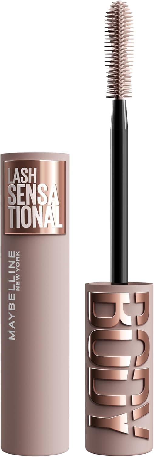 Maybelline New York Mascara Volumizzante, Adatto a Occhi Sensibili, Ciglia Incurvate e Volumizzate, Lunga Tenuta, Resistente a Sbavature e Sudore, Colore: Black, Body Mascara, Lash Sensational, 9,75ml
