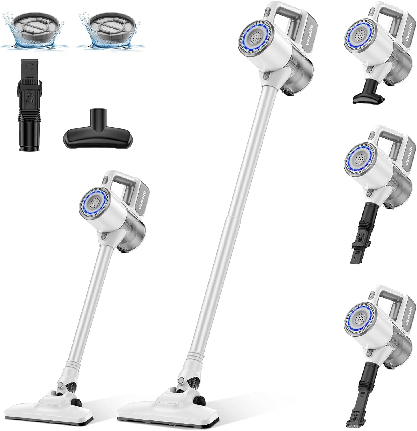 VersLife S6PRO Aspirapolvere Senza Fili 30KPa, Scopa Elettrica Senza Fili, Aspirazione Potente con Design Senza Spazzole, Autonomia 30 Minuti, Filtro HEPA, per Pavimenti e Peli di Animali Domestici