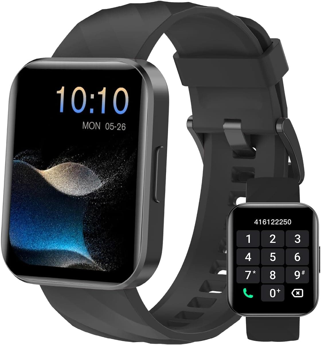 Smartwatch Uomo Donna Chiamate Bluetooth Smart Watch con Contapassi Cardiofrequenzimetro da Polso Saturimetro Orologio Fitness Notifice WhatsApp Impermeabile IP68 per Android iOS Nero