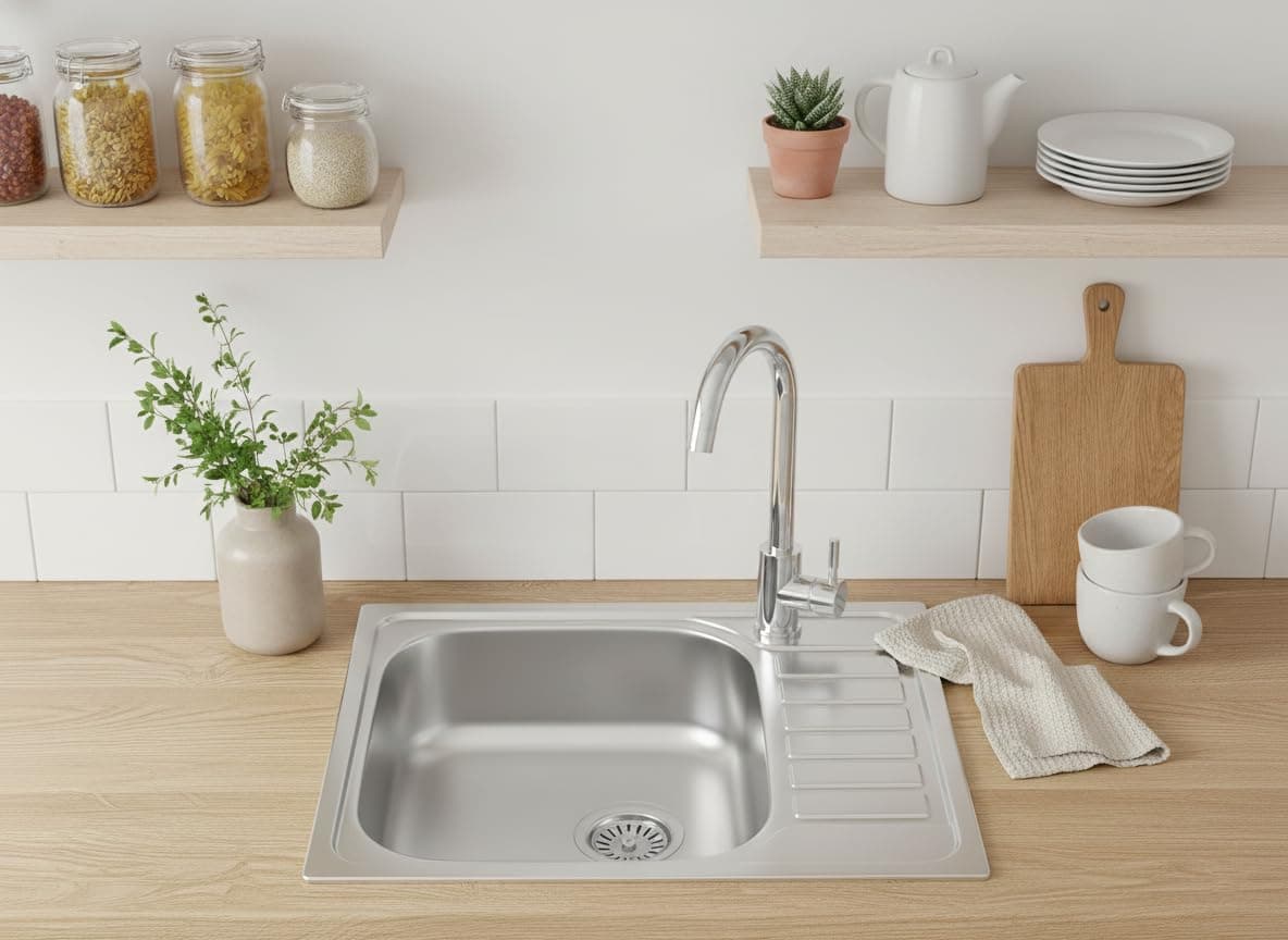 Edelstahlspüle 60x50,5 cm – Hochwertige Einbauspüle, moderne Küchenspüle & Spülbecken aus Edelstahl mit Abtropffläche, inkl. Siphon; als Waschbecken und Ausgussbecken in der Küche