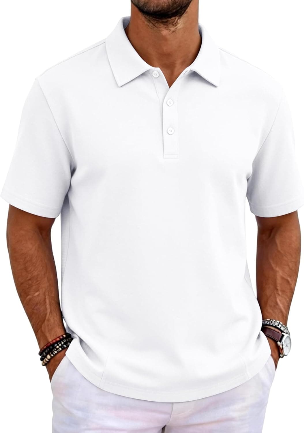 MOKBAY Polo Hombre Manga Corta Casual Fincut Moda Slim Fit Fitness Camisetas Manga Corta Hombre Transpirable Verano Elásticas Trabajo Camisas