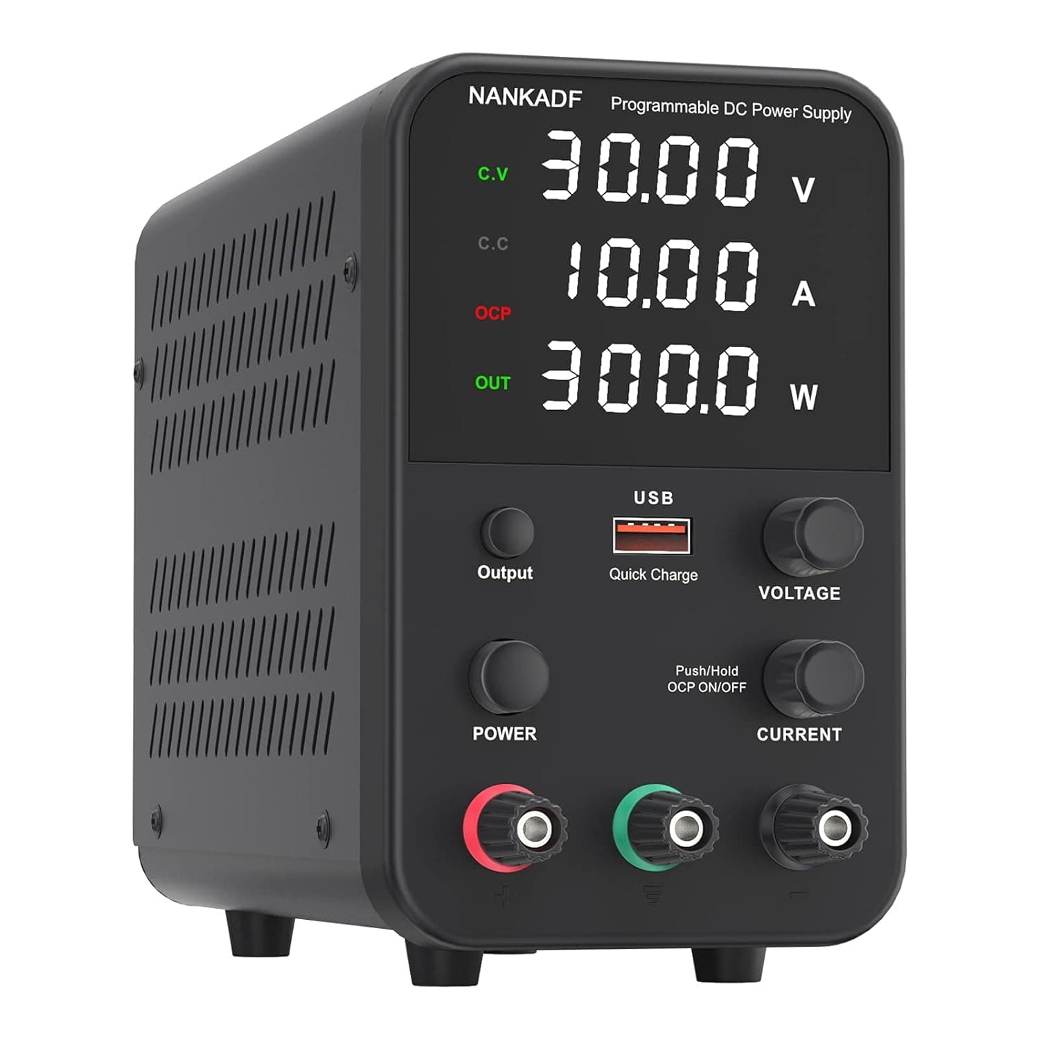 Labornetzteil (0-30V,0-10A),DC Regelbar Netzgerät mit 4-stelliger LED-Anzeige (Gebereinstellknopf/Ausgangsschalter)