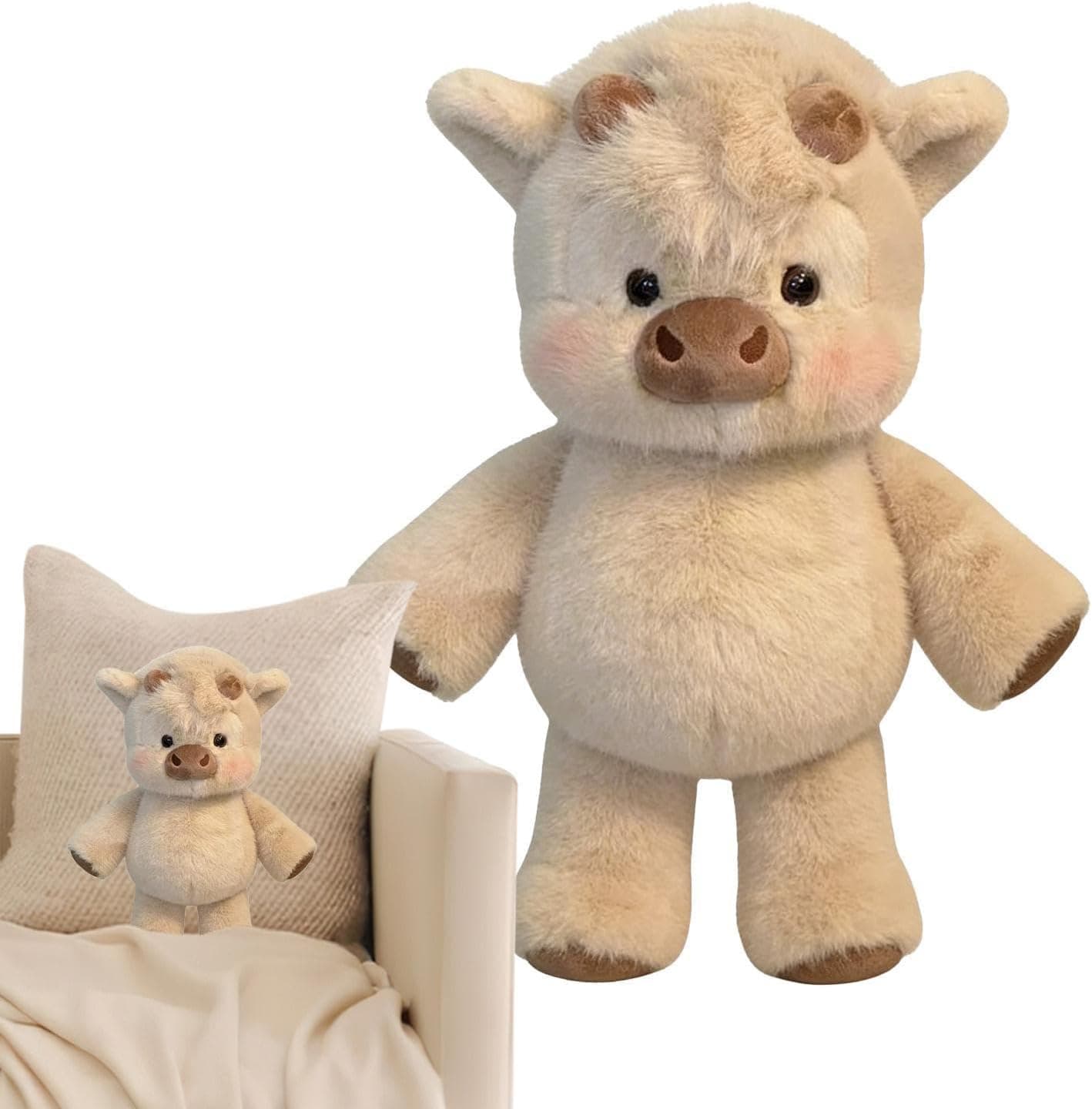 Generico Peluche Che Corre, 45cm Adorabile Animale Di Peluche Peloso Di Cow Che Corre, Peluches Abbracciabile Dels Delle Highland Per Decorazioni Per La Casa, Relief Dallo Stress per Bambini Adulti