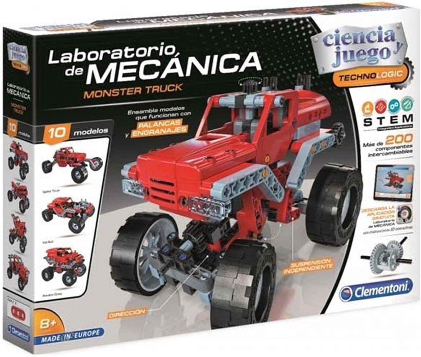 Clementoni - Mechanics - Monster Truck - Juego de construcciones mecánica, a Partir de 8 años, Juguete en español (55277)