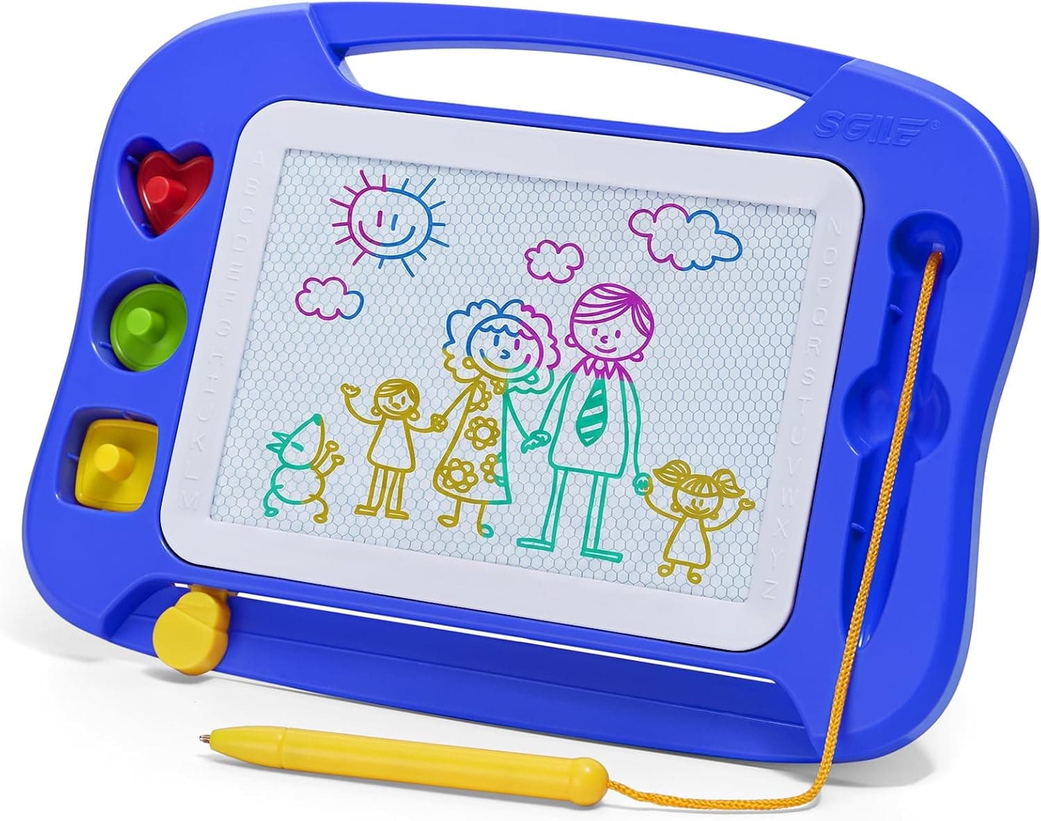 SGILE Toddler Toys for Kids, Toys for 1 2 3 Year Old Girls Boys, Magnetic Drawing Board for Birthday Gift, Etch & Sketch Pad with 3 Stamps, Learning and Educational, Blue