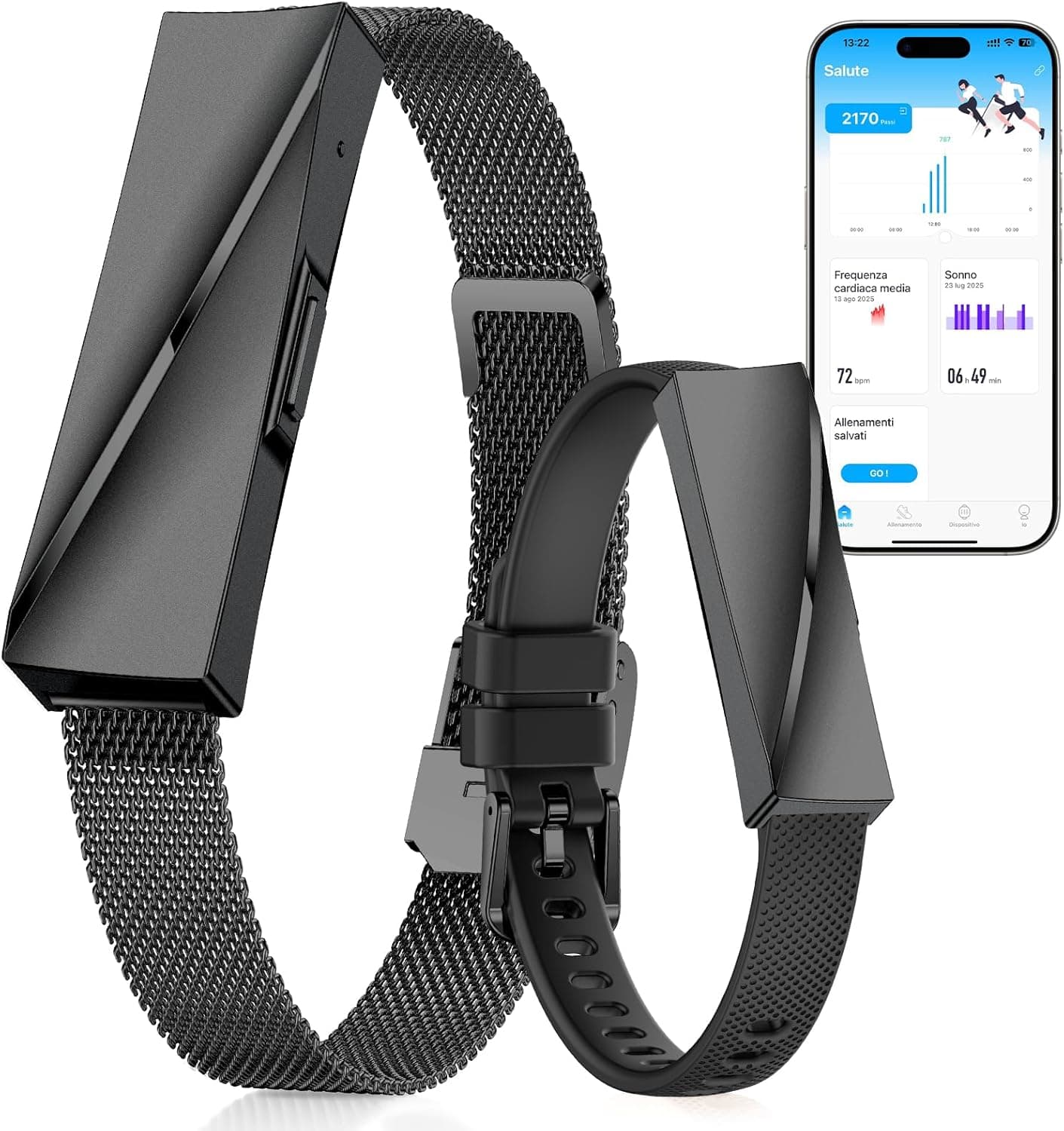 Smart Braccialetto Fitness Band senza Display, Smartwatch Fitness Tracker alla Moda Monitoraggio 24/7 Attività, Sonno Frequenza Cardiaca, Modalità Multisport, Autonomia 15 Giorni, IP68