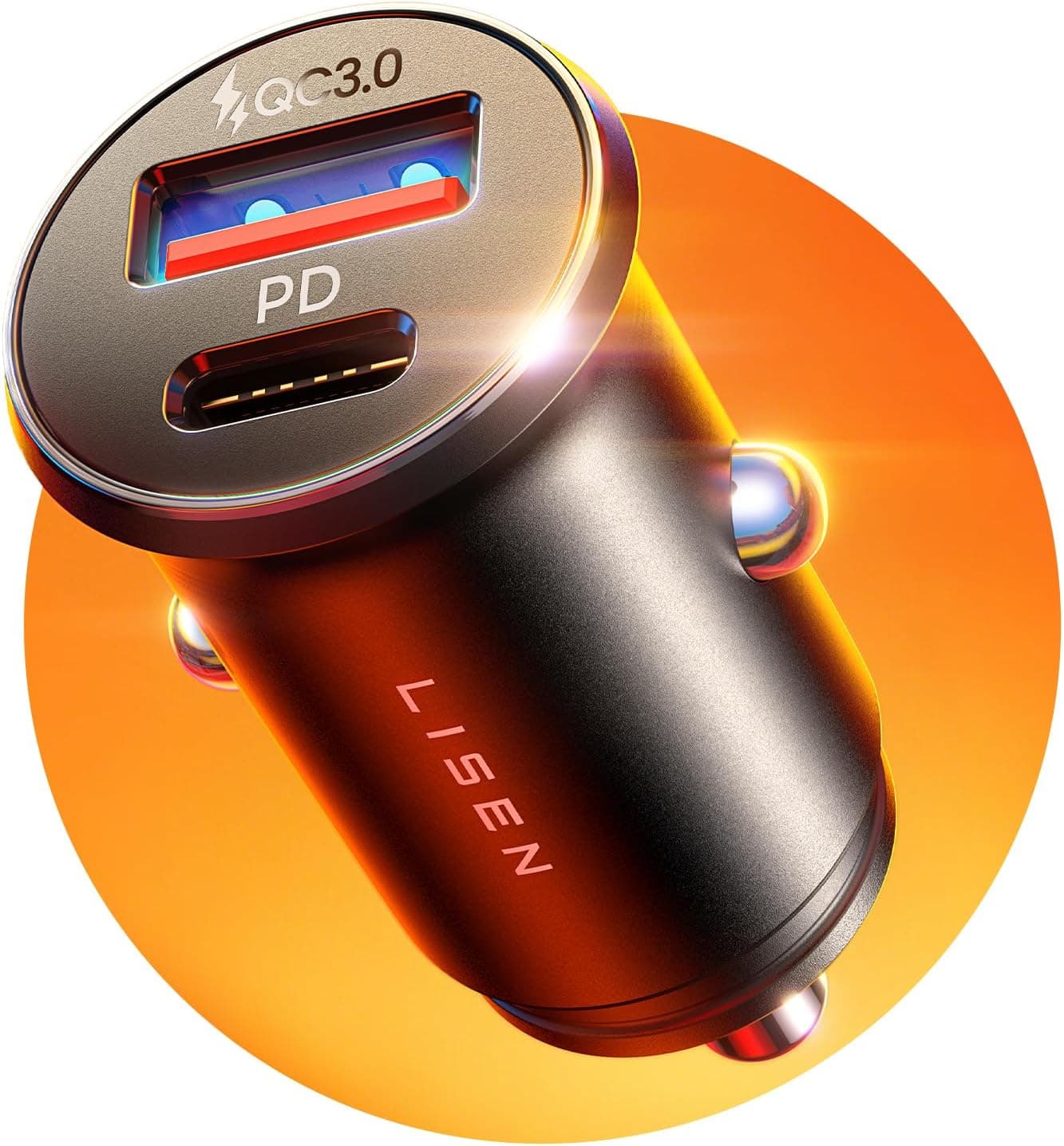 LISEN Cargador Coche Mechero Carga Rapida USB C 69W, Flash del Dia Accesorios Electrónicos Coche Camper para iPhone 17 16 Xiaomi Samsung S26 BMW, Metal Mechero Móvil Coche 12/24V Gadgets Tecnologicos