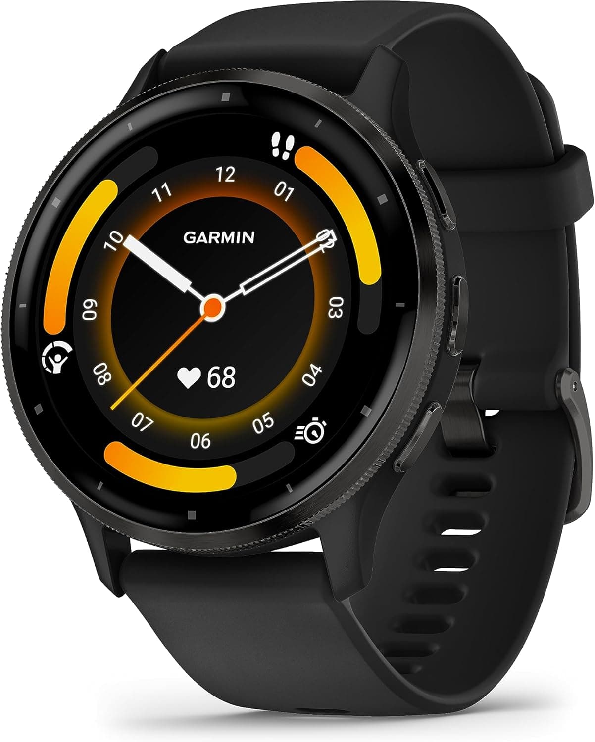 Garmin Venu 3, 45mm GPS smartwatch, AMOLED touchscreen, all-day advanced health & fitness features, voice functionality, music storage, wellness smartwatch with up to 14 days battery life, Black