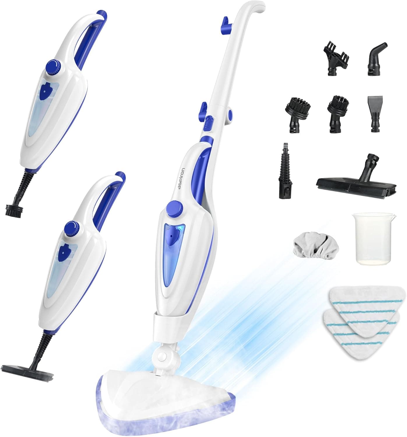 12-in-1 Dampfreiniger Bodenreiniger, 1500W Steam Mop mit Handgerät, 15 Sek. Schnellaufheizung, 30g/min Dampf, entfernt 99,99% Schmutz, für Fliesen, Laminat, Fenster, Sofa, Kleidung, Haushalt
