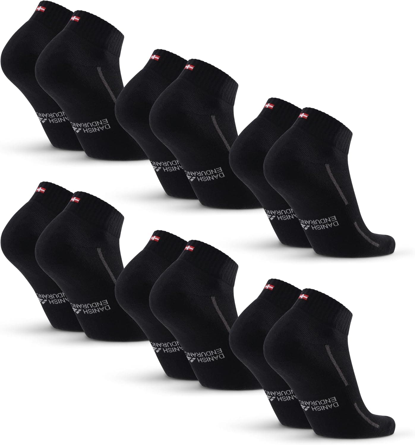 DANISH ENDURANCE Sports Socks, Organic Cotton Athletic Quarter Socks, Anti-blister Cushioned & Breathable, for Everyday and Gym, for Men & Women, Unisex, 3 or 6-pack