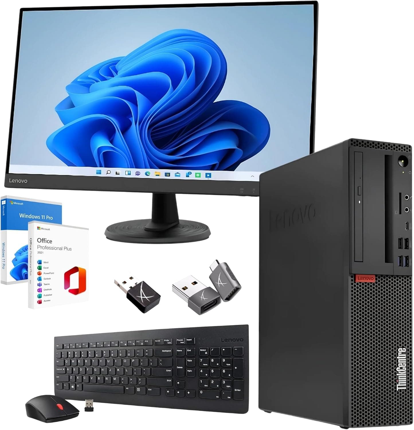 Lenovo Kompletter PC für professionelles Büro i7 8700 bis zu 4,6 GHz – Monitor 27 Zoll FHD 32 GB RAM 1 Tera SSD – Kit Maus und Tastatur italienisches Layout – Win 11 Pro Office 2021 Pro Garantie 36