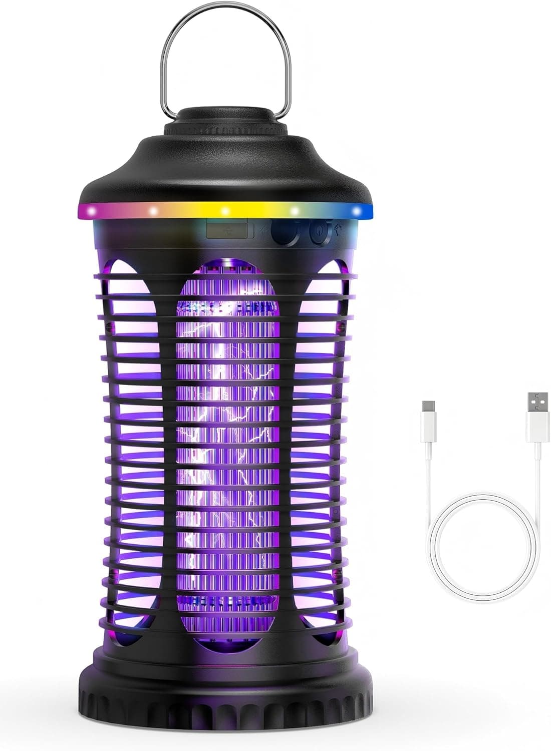 Lampada Antizanzare Elettrica, 4000mAh Zanzariera Elettrica, Trappola per Mosche per Insetti Ricaricabile USB Portatile per Casa, Cucina, Giardino, Campeggio