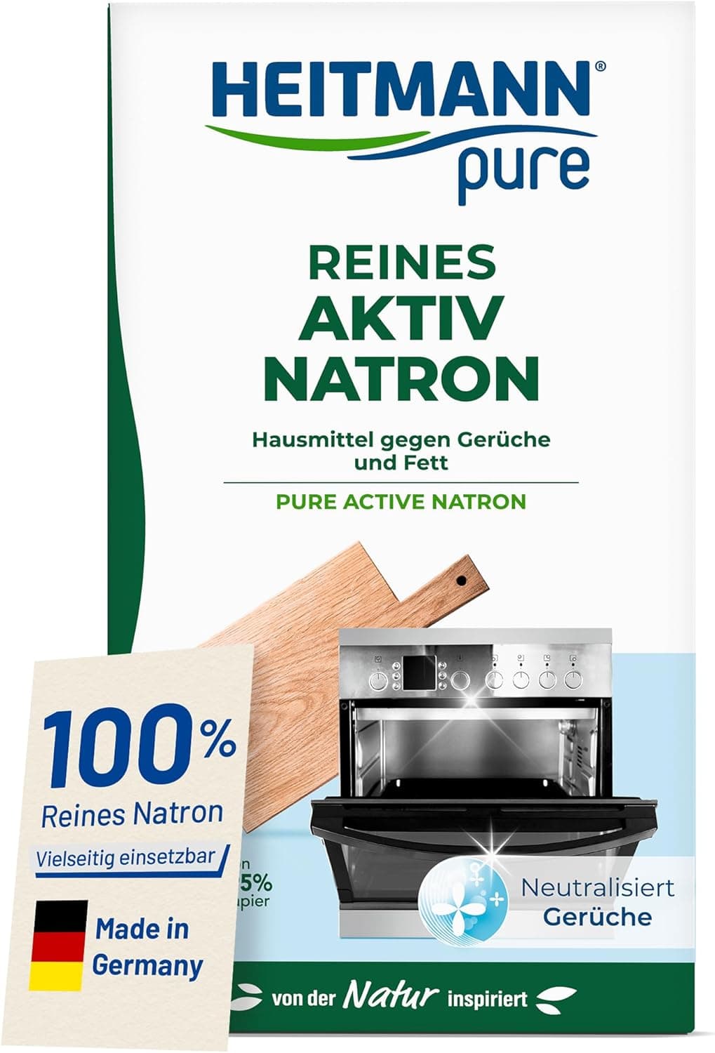 HEITMANN pure Reines Aktiv-Natron 450 g | Allzweckreiniger gegen Fett, Gerüche & Flecken im ganzen Haus | Vielseitiges Reinigungsmittel für Haushalt, Küche & Wäsche
