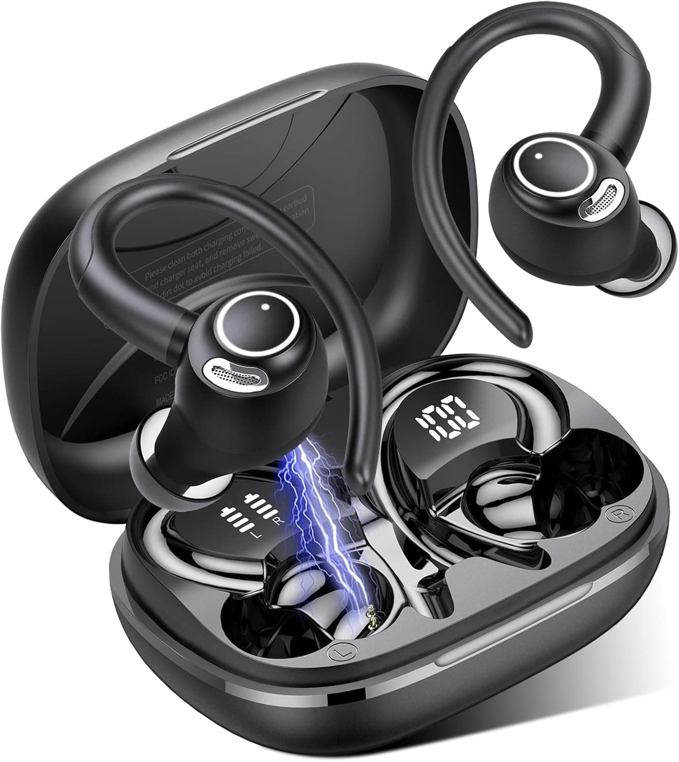Jesebang Bluetooth Kopfhörer Sport, in Ear Kopfhörer Kabellos Bluetooth 5.4 mit HD Mic, Herausragender Sound, 40 Std Spielzeit, Comfort Fit, Dual LED-Anzeige, IP7 Wasserdicht Ohrhörer mit Ohrhaken