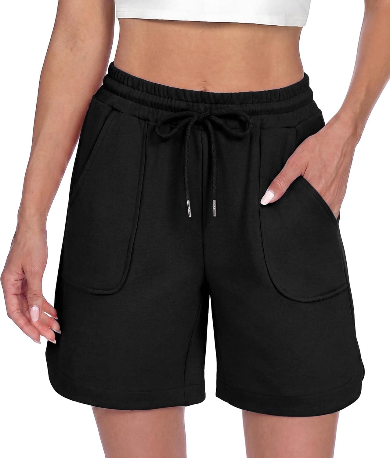 Litherday Shorts Mujer Algodón Verano Pantalones Cortos Deportivos con Bolsillos Grandes y Cintura Elástica para Yoga Running Casa S-XXL