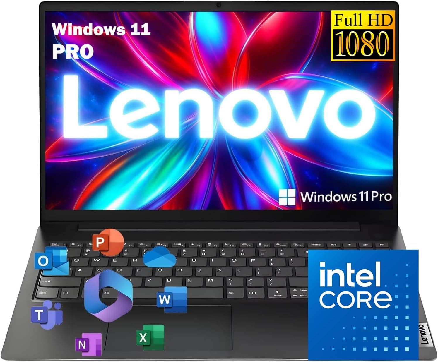 Lenovo 2026 Business Laptop with MS 365 for the Web, Intel Powerful Processor, 8GB DDR5, 628GB PCIE, 15.6" FHD Display, Dolby Audio, RJ-45, 16-Hour Battery Life, Fast Charging Speed, Windows 11 Pro
