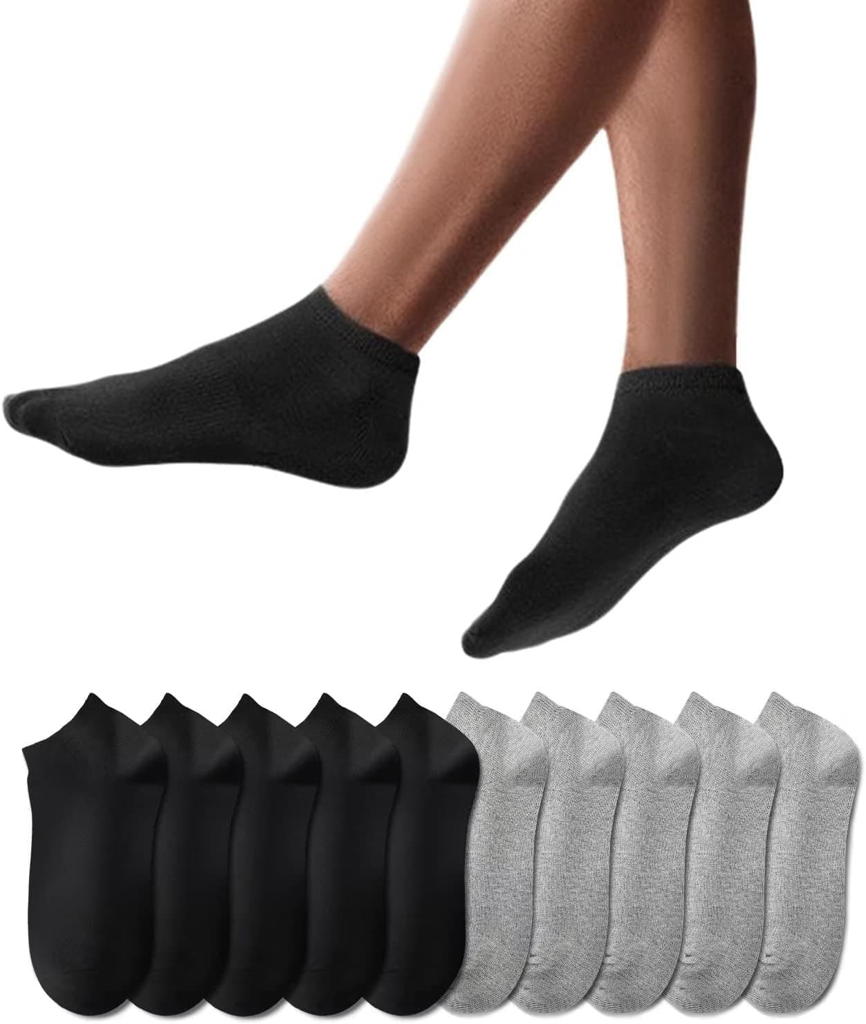 YouShow 10 Pares Calcetines Deportivos Tobilleros Hombre Mujer Cortos Calcetin Algodon