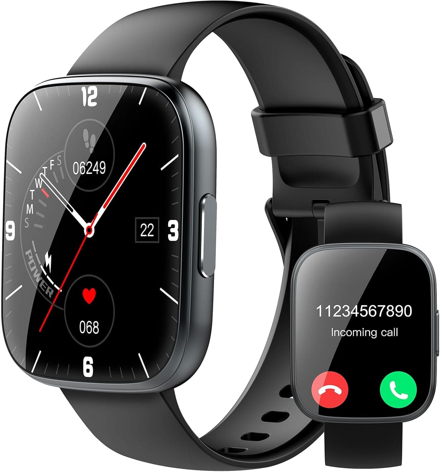 Puqo Smart Watches for Men Women, 1.95" HD Touchscreen Fitness Tracker with Bluetooth Calls, IP68 Waterproof, 120+ Sport Modes, 7-Day Battery, 24/7 Heart Rate & Sleep Monitor for Android iOS (Black)