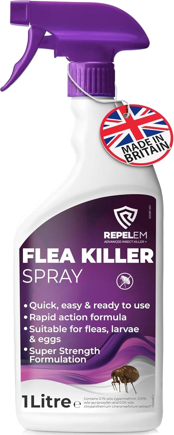 REPELEM Flea Spray for The Home - Professional Strength, Household Treatment, Killer for Home, Kills Fleas, Larvae & Eggs (1L Flea Spray)