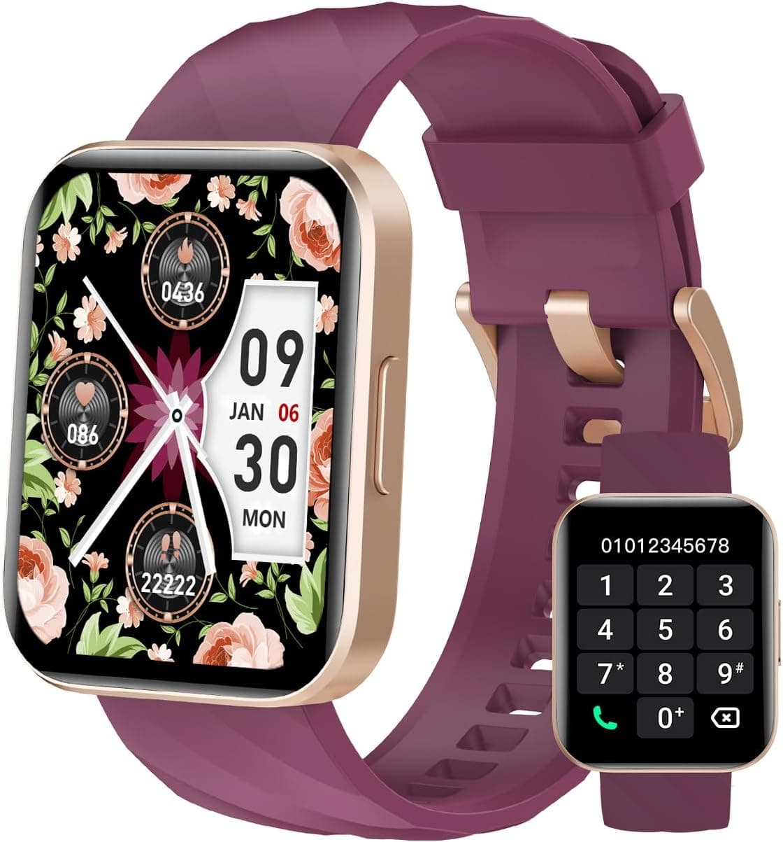 Smartwatch Hombre Mujer con Llamadas, Reloj Inteligente AMOLED 1,83" Podómetro, Pulsómetro SpO2 Sueño, 100+ Deportes, Pantalla Personalizable, Impermeable Whatsapp para iOS Android (púrpura)