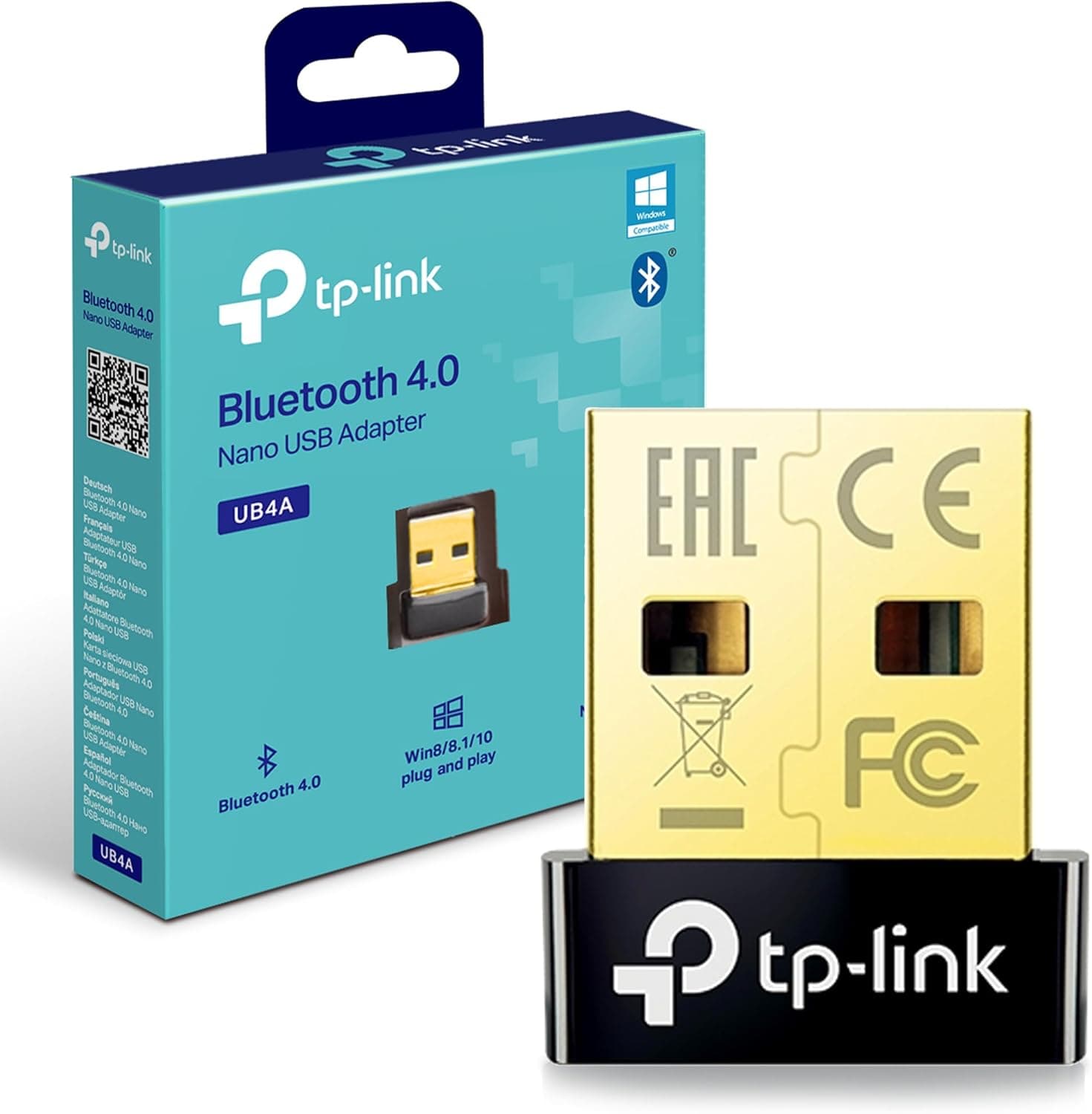 TP-Link UB4A Nano USB Bluetooth Adapter for PC, USB Bluetooth Dongle for PC, Broader Coverage, Supports Windows, Plug&Play, Nano-Sized, Compact&Portable, BLE, Controller, Headset, Mouse, Keyboard